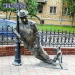 Outdoor Street Copper Garden Sculptures Art Drunkard Leaning Against A Street