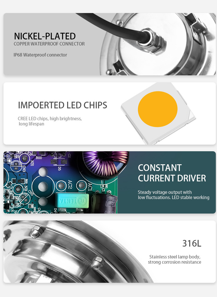 Low Voltage 24V SS316L IP68 Led Ground Lights RGB Color With Tempered Glass Cover