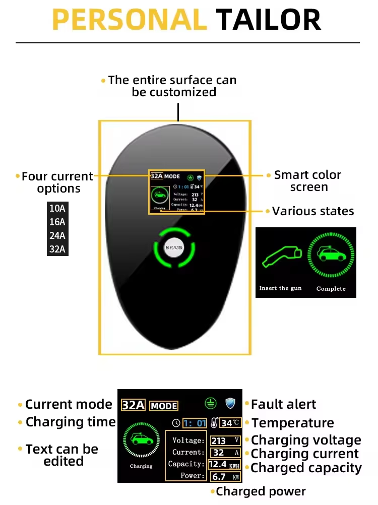Energy Car Charging Post 220V 7kw 11kw 22kw Type1 Wall Mounted EV Charging Station