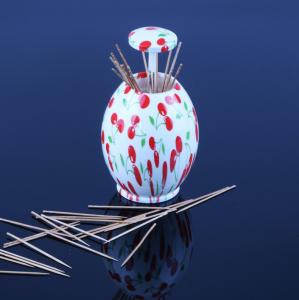 Quality Plastic Refillable Cherry Printed ABS Decorative Toothpick Holder wholesale