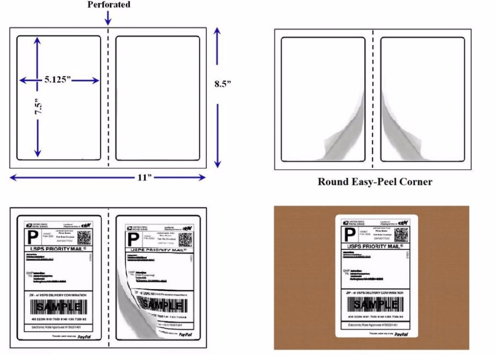 8.5 * 11 Die Cut Blank Thermal Labels For Shipping