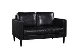 Simple Style 2 Seater Black Leather Sofa , Full Grain Leather Sofa For Apartment