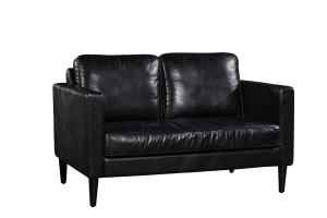 Quality Simple Style 2 Seater Black Leather Sofa , Full Grain Leather Sofa For Apartment Living Room wholesale