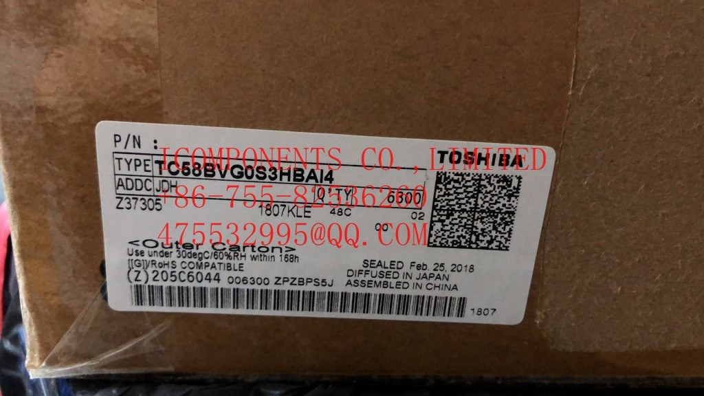 TC58NVG0S3HBAI4 TOSHIBA SLC NAND Flash Parallel 3.3V 1G-bit 128M x 8 63-Pin FBGA T/R