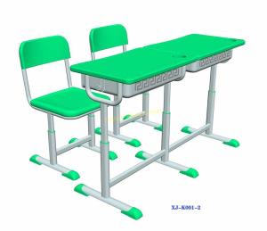 Quality Green Double Seater School Desk And Chair / Children 's Classroom Furniture wholesale