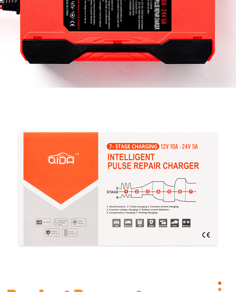 Intelligent 6A 12V Pulse Repair Fast Battery Charger 80W