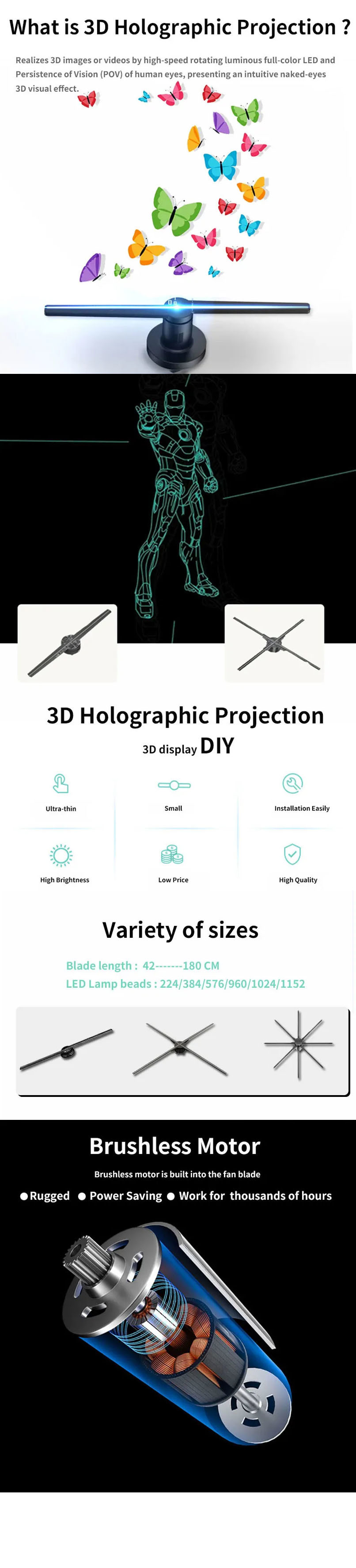 Manufacturer Direct Sales 3 Holographic LED Fans