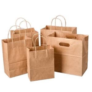 Quality Food Industrial Customized Promotion Offset Printing Paper Kraft Bag with Handles wholesale