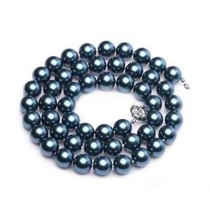 Quality Luxury Luster Blue Round 10mm Shell Pearls Necklace 22 inches (N10612) wholesale