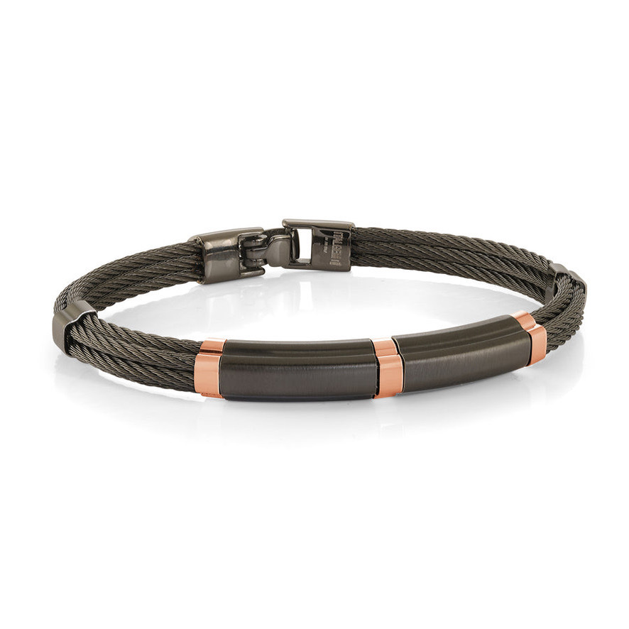 Men's Double Woven Leather Bracelet Gold Plated Stainless Steel Classic Charm Bracelets