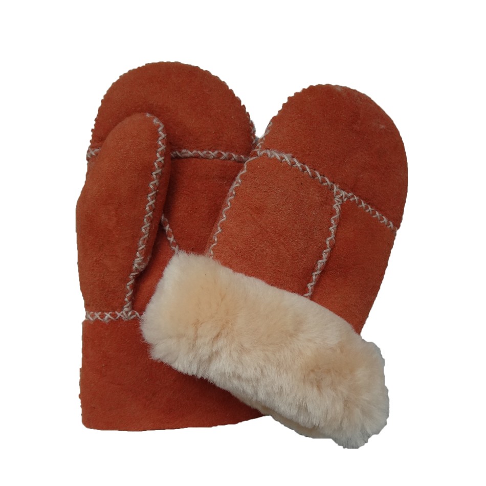 cheap patched sheepskin double face fur kids mitten
