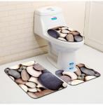 Three Piece Bathroom Mat Toilet Carpet Set 3D Dolphin Printed