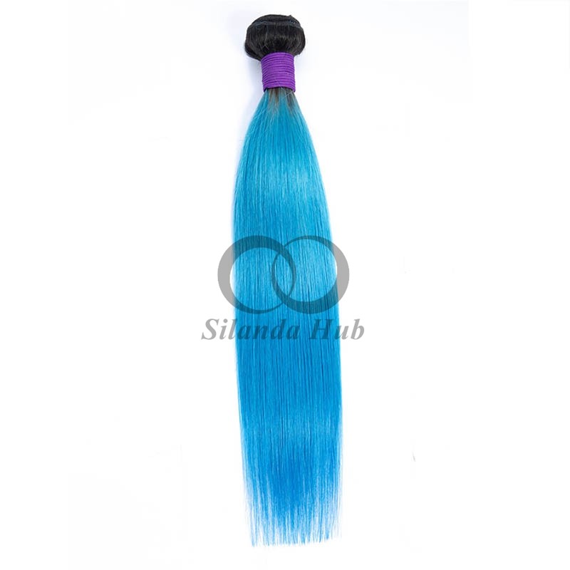 #T1B/Blue Straight Remy Human Hair Bundles Sew In Weave Bundles Brazilian Bundle Deals