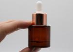 Recyclable 20ml Dropper Bottle , Amber Glass Cosmetic Bottles UV Coating