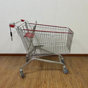Quality 180L Grocery Galvanised European Market Supermarket Trolley with Coin Lock wholesale