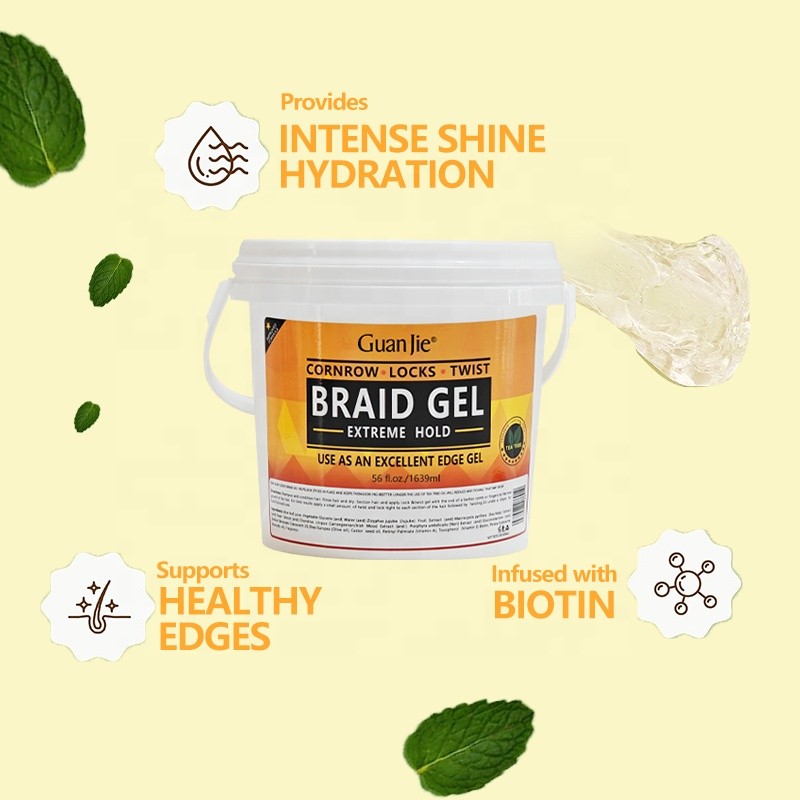 Natural Organic Conditioning Shining Braid Gel Edge Control Strong Hold Hair Gel Flexible Non Flaking Loc Twist Gel