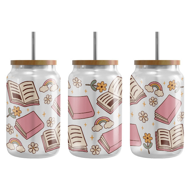 Self Adhesive Christmas UV DTF Cup Wraps DTF Glass Sticker 16oz
