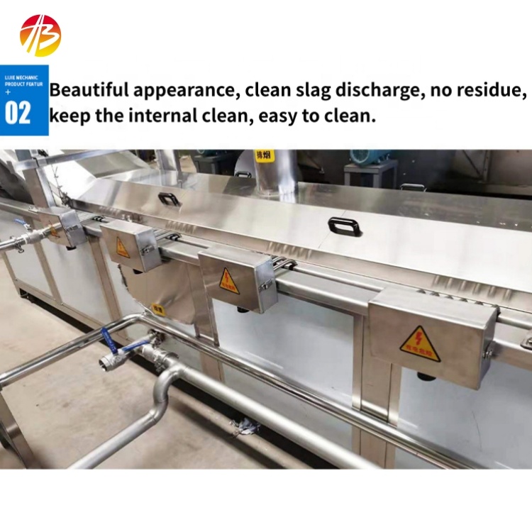 500L Capacity Stainless Steel Belt Conveyor Automatic Continuous Fryer for Meat Snacks