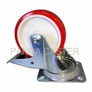 Quality 660Lbs 300 Kg Industrial Caster Wheels Euro Style Red Polyurethane Wheel wholesale