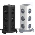 10A-16A Network Extension Lead Tower Black with Individual Switches 6Ac Outlet