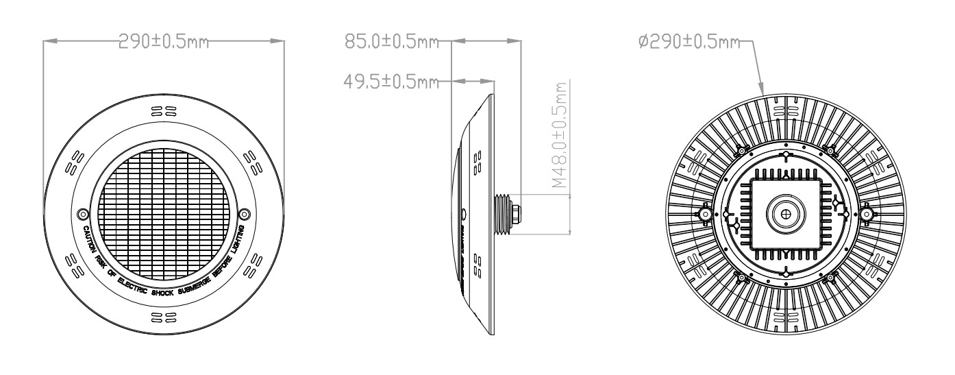 FCC Fiberglass LED Underwater Pool Light 12V AC DC 18W Wall Mounted