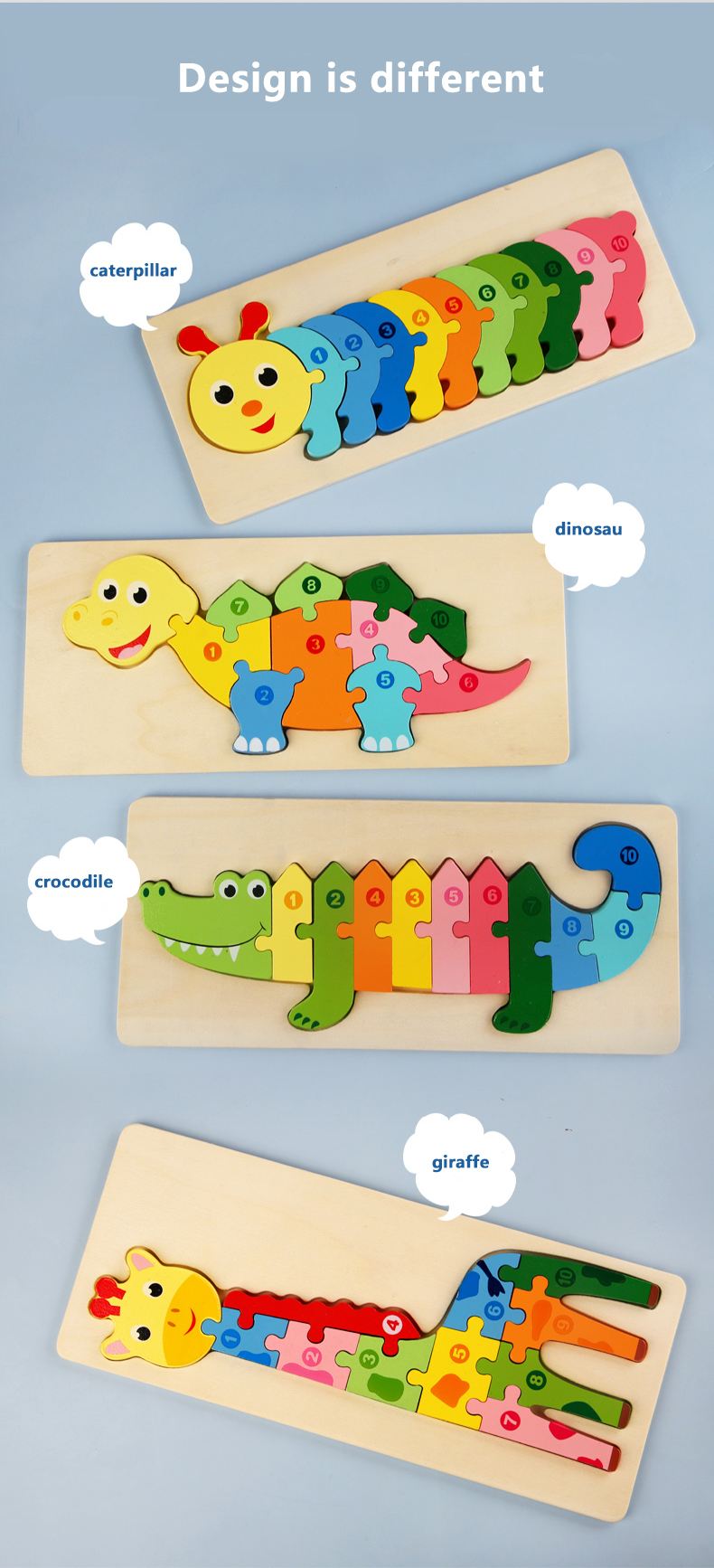DIY Children Early Education Cognitive Toys Animal 3D Stereo Clasp Puzzle