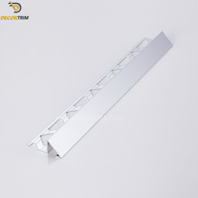 12mm Triangle Shape Aluminium Tile Trim Chrome Silver Color