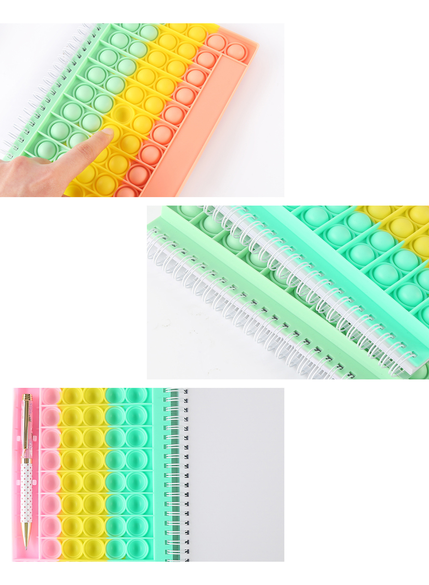 Waterproof Silicone Cover Bubble Decompression Notebook with 100 Inner Pages and Gift