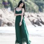Chiffon style empire waist green maxi long one piece dresses modern lady casual