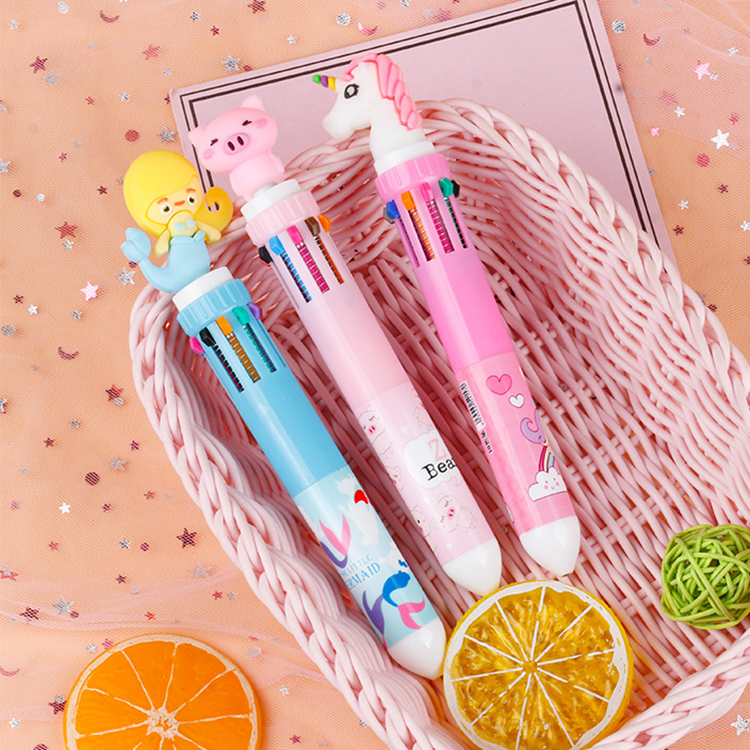 Office School Red Ink 6 Color Ballpoint Pen Cartoon Design Creative Hand Account Pen