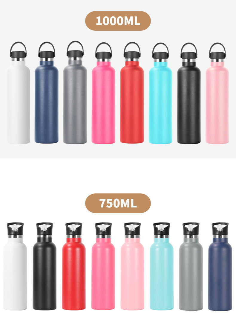 Wide Mouth Vacuum Insulated Stainless Steel Water Bottle With Leakproof Closeable Lid For Cold Water Drinks, Sports, Travel, Car And School