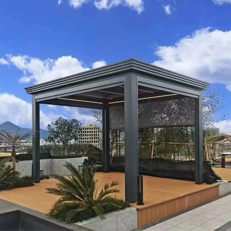 Outdoor Retractable Pergola with Sun Shade Canopy Patio Shelter for Backyard