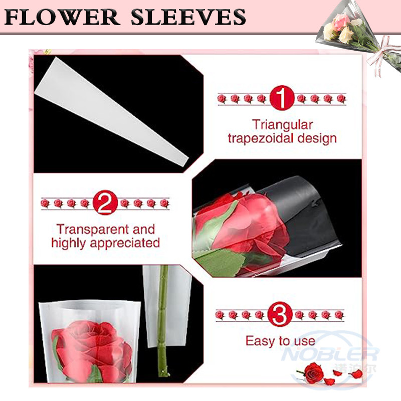 V Shaped Bopp Reusable Needle Perforated Fresh Cut Flower Bouquet Sleeves Bags