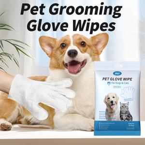 Quality 6pcs Non Toxic Lick Safe Dog Glove Wipes Portable Deodorizing Pet Glove Wipes wholesale