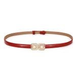 OEM Adjustable Length Women's Fashion Leather Belts Skinny Pearl Locked Buckle