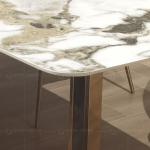 White 180x90x75cm Luxury Marble Dining Table Golden Stainless Steel Base