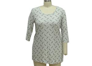 Quality Ripple Shape Jacquard Women'S 3 4 Sleeve T Shirts , Ladies Round Neck T Shirts wholesale