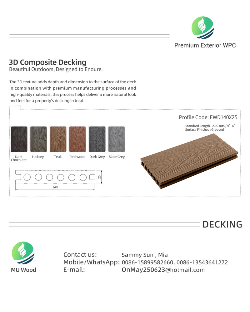 3D Wood Plastic Composite Cladding Decking Outdoor Plastic Deck Boards WPC