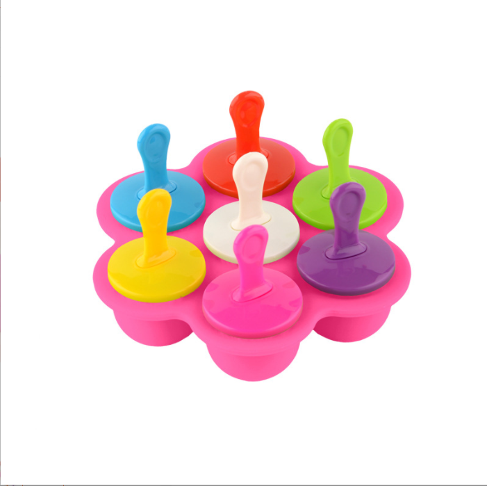 Food Grade Silicone Ice Mold 7 Hole Popsicle DIY Ice Cream Box Silicone Popsicle Mold