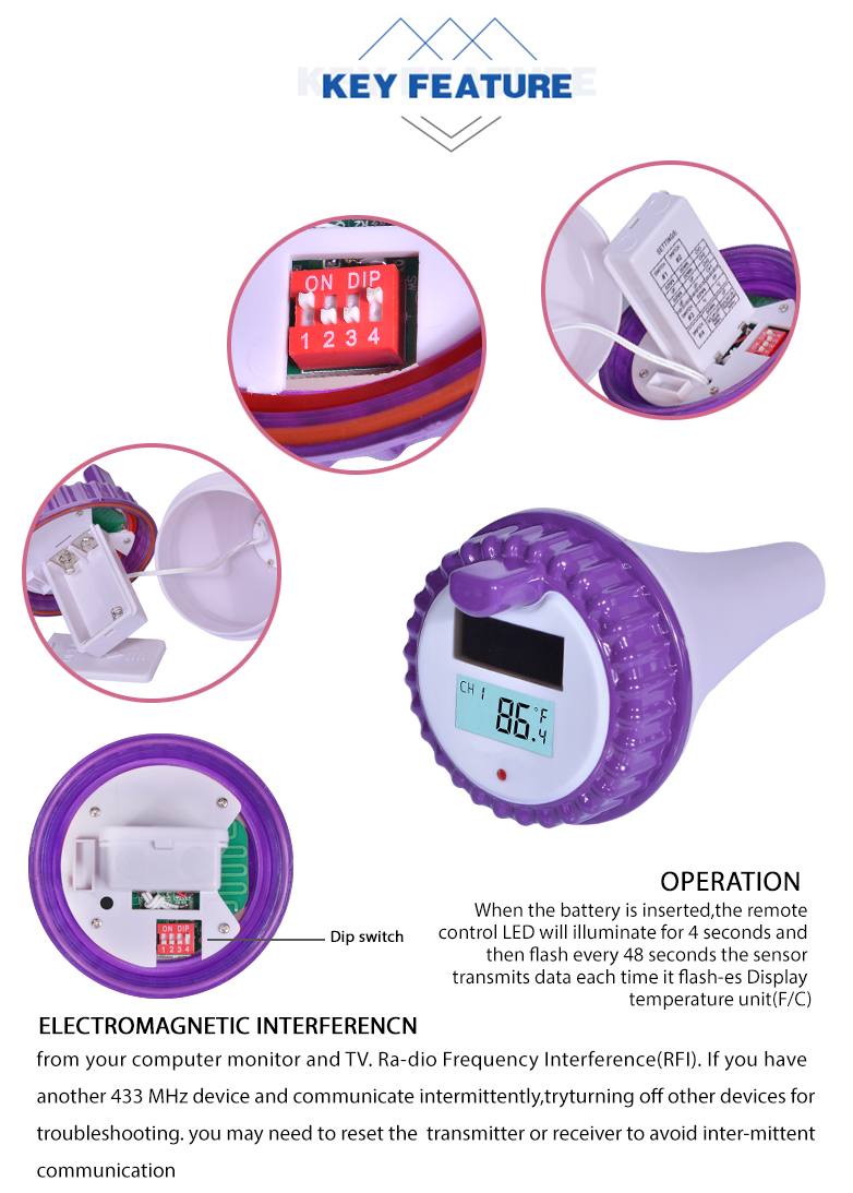 Wireless Solar Floating Water Thermometer For Elderly And Children Supply Voltage