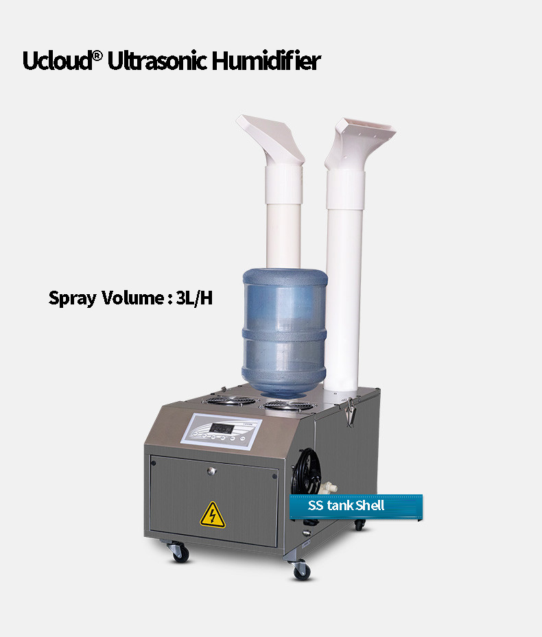 Fine mist Dust Supression air humidifier cost saving ultrasonic  industrial humidifier with three hose