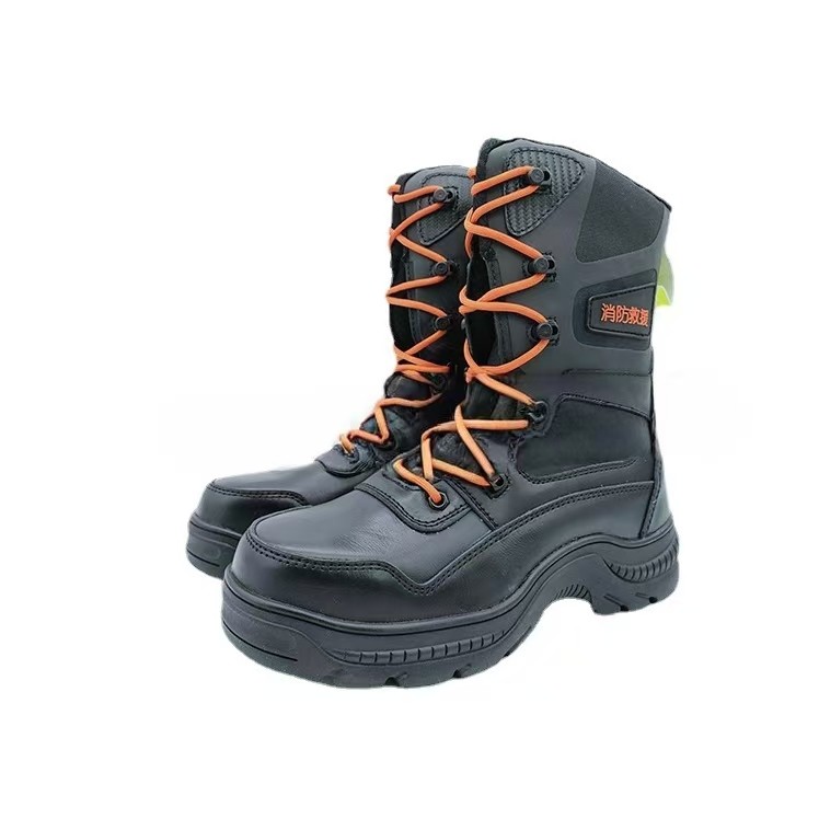 Unisex Firefighting Leather Boots Anti Impact / Anti Puncture Forest Fire Boots