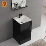 Black Pedestal Solid Surface Wash Basin