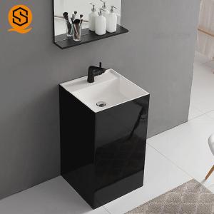 Quality Black Pedestal Solid Surface Wash Basin wholesale