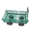 Four-wheel Green Trailer Cart Heavy Duty Metal Gardening Trolley