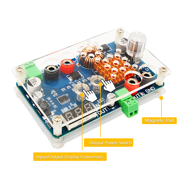 Boost Converter, DC 5-32V To 5-45V 3A, With Voltage Display And Touch Sensor Switch