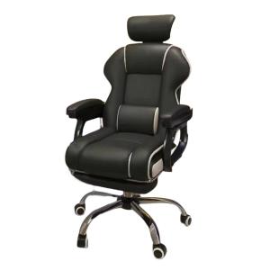 Quality 135 Degree Tiltable PU Leather Ergonomic Gaming Chair with Footrest in Black and Pink wholesale