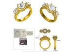 Halo 2.1ct 3 Stone Diamond Engagement Ring Prong Setting Type RD7MM