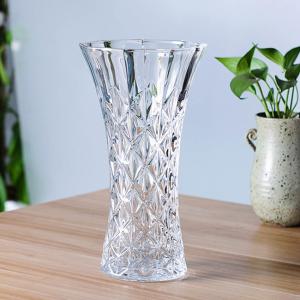 Quality 30cm Tall Glass Flower Vase Clear Pressed Glass Material For Indoor / Outdoor wholesale