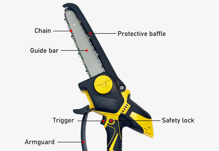 Customized Brushless 8" Cordless Mini Chainsaw One-Hand Operated Lightweight Power Electric Chain Saw